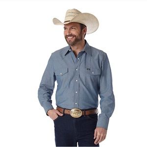 Men's Cowboy Cut Western Firm Finish Work Shirt 2X Long/Tall